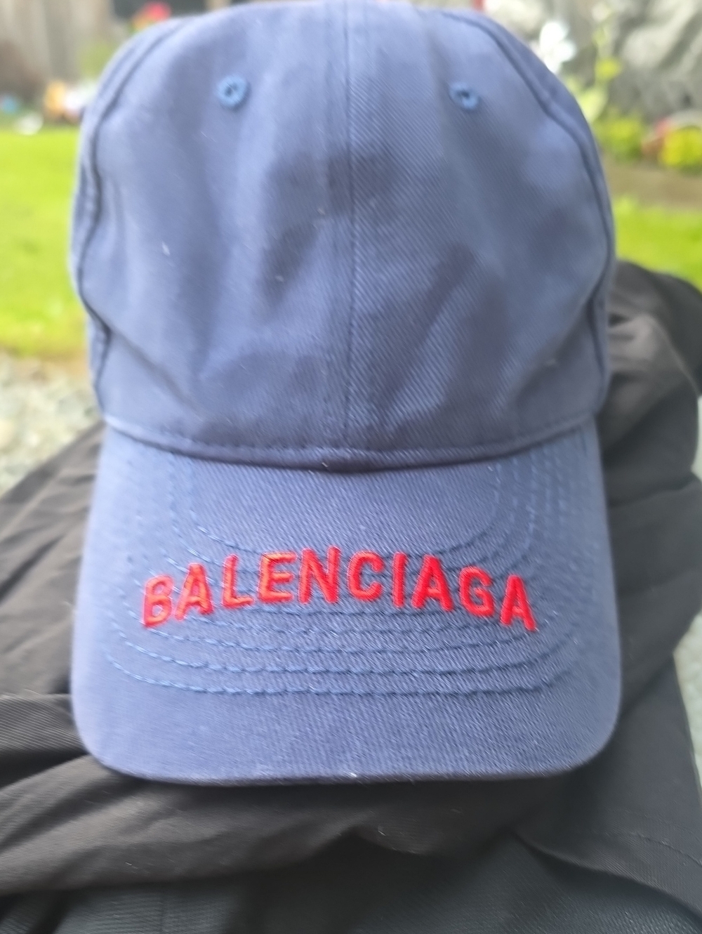 Balenciaga Navy Cap with Red Embroidered Logo